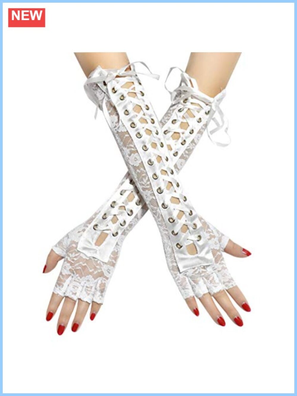 Lace Up Fingerless Long Gloves Steampunk Elbow Length Arm Warmer
